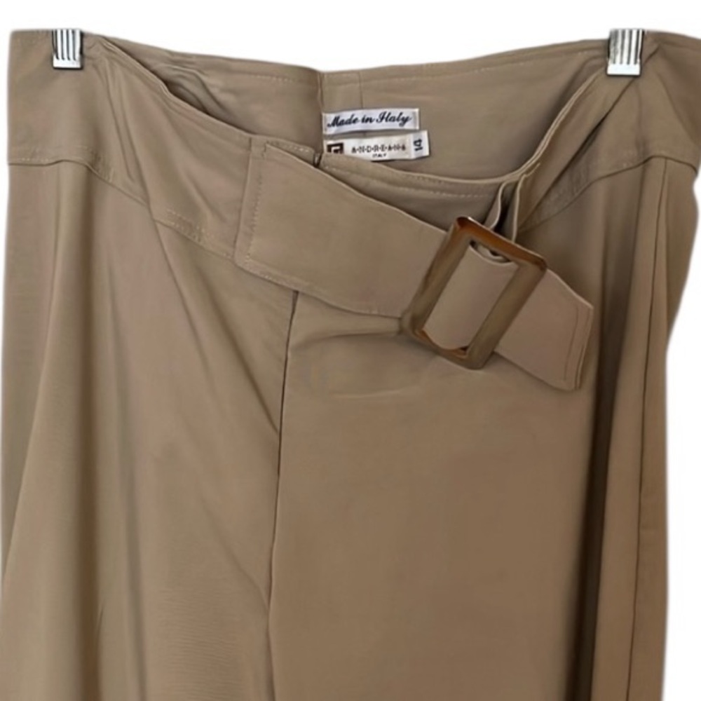 Andreana size 14 neutral tan wide leg high waist dress pants zip front
